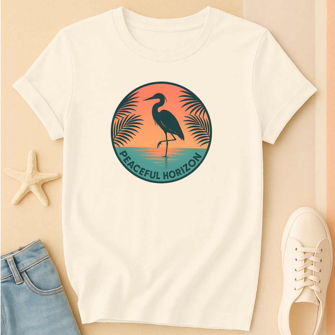 Peaceful Horizon Heron Tee