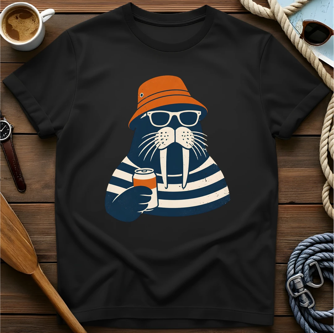 Chill Walrus t-shirt — BeaconTide water life character design.