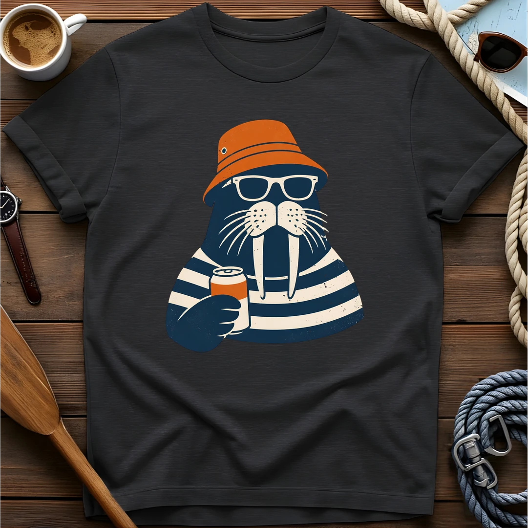 Chill Walrus t-shirt — BeaconTide water life character design.