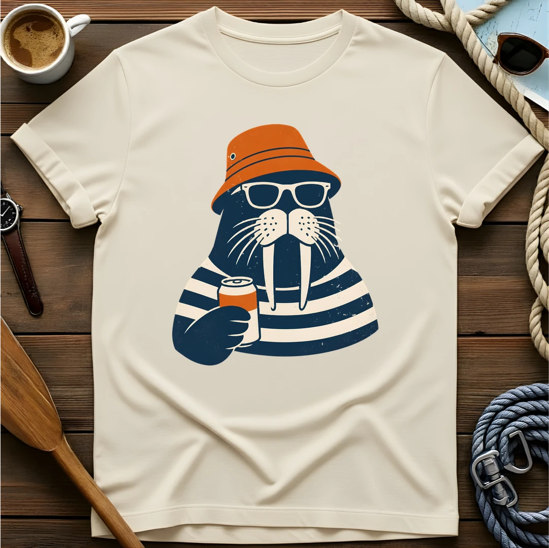 Chill Walrus t-shirt — BeaconTide water life character design.