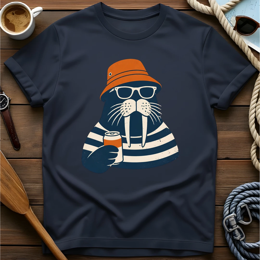 Chill Walrus t-shirt — BeaconTide water life character design.