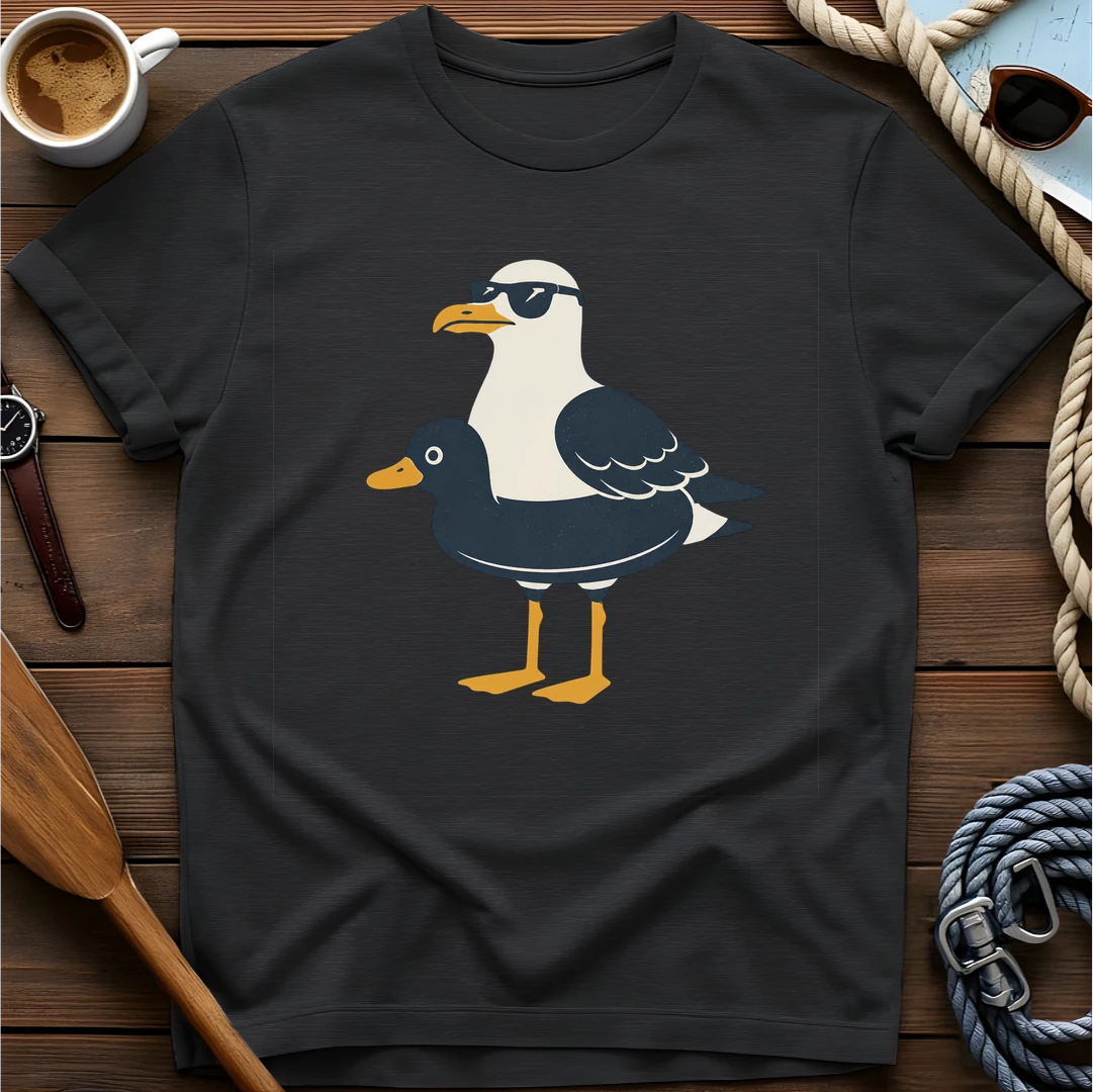 Floaty Seagull t-shirt — BeaconTide water life character design.