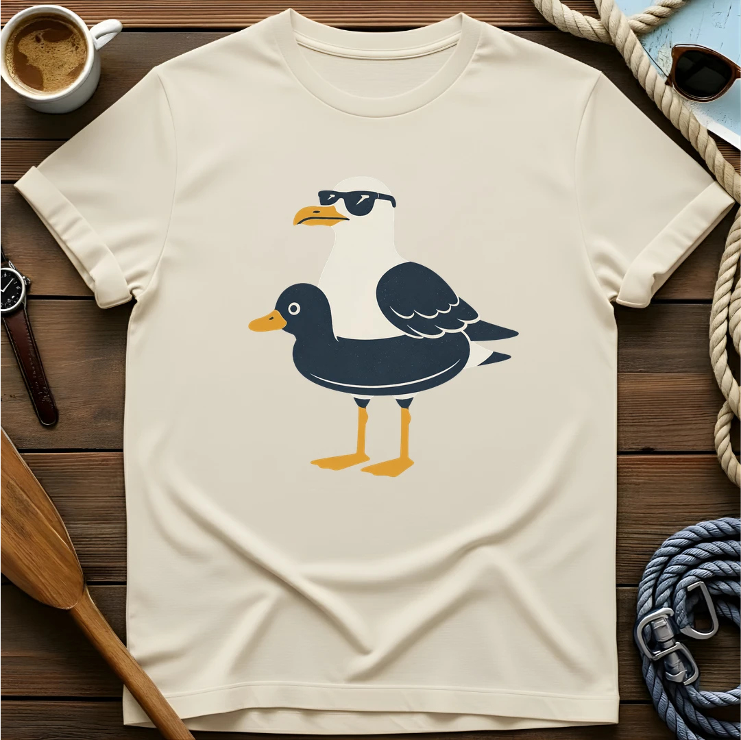 Floaty Seagull t-shirt — BeaconTide water life character design.