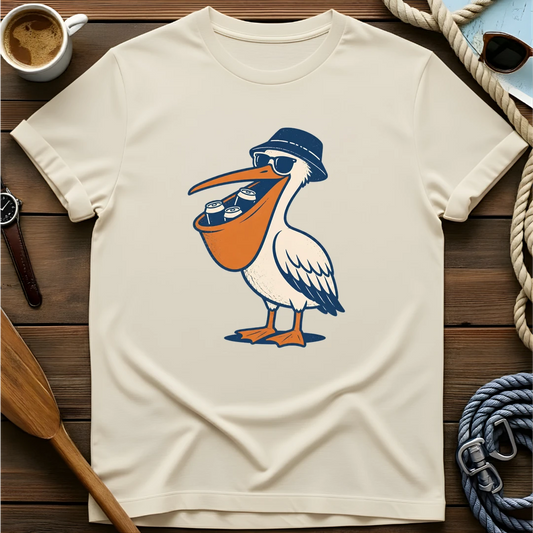 Pelican Cooler t-shirt — BeaconTide water life character design.