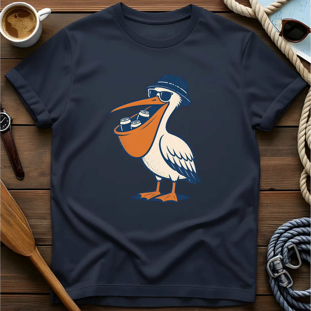 Pelican Cooler t-shirt — BeaconTide water life character design.