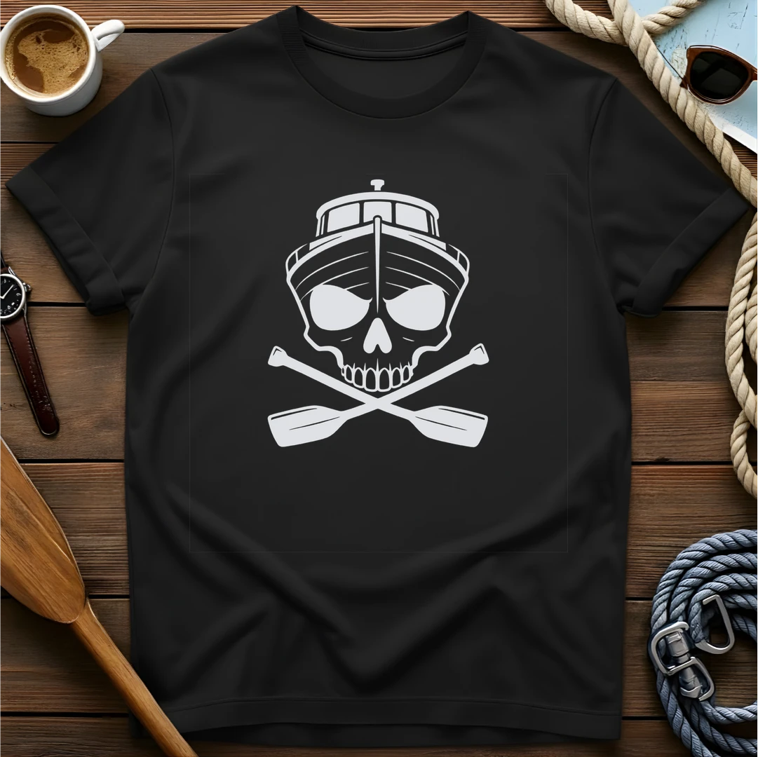 Skull Boat t-shirt — BeaconTide nautical design.