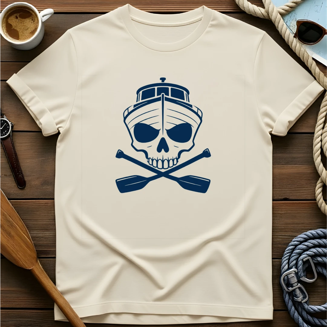 Skull Boat t-shirt — BeaconTide nautical design.
